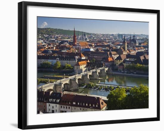 View from the 'Marienberg' Fortress over Wurzburg, 'Alte MainbrŸcke' (Bridge-Rainer Mirau-Framed Photographic Print