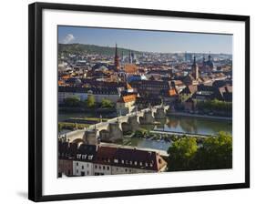 View from the 'Marienberg' Fortress over Wurzburg, 'Alte MainbrŸcke' (Bridge-Rainer Mirau-Framed Photographic Print