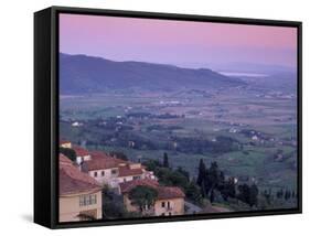 View from the Medieval Town of Cortona Towards Lago Trasimeno, at Sunset, Cortona, Tuscany, Italy-Patrick Dieudonne-Framed Stretched Canvas