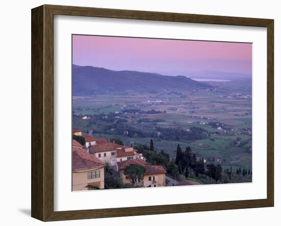 View from the Medieval Town of Cortona Towards Lago Trasimeno, at Sunset, Cortona, Tuscany, Italy-Patrick Dieudonne-Framed Photographic Print