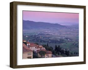 View from the Medieval Town of Cortona Towards Lago Trasimeno, at Sunset, Cortona, Tuscany, Italy-Patrick Dieudonne-Framed Photographic Print