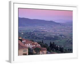 View from the Medieval Town of Cortona Towards Lago Trasimeno, at Sunset, Cortona, Tuscany, Italy-Patrick Dieudonne-Framed Photographic Print