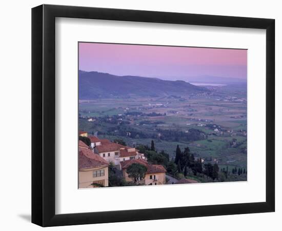 View from the Medieval Town of Cortona Towards Lago Trasimeno, at Sunset, Cortona, Tuscany, Italy-Patrick Dieudonne-Framed Photographic Print