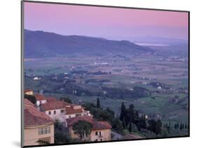 View from the Medieval Town of Cortona Towards Lago Trasimeno, at Sunset, Cortona, Tuscany, Italy-Patrick Dieudonne-Mounted Photographic Print