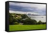 View from the Michael Joseph Savage Memorial at the Tamaki Drive over the Skyline of Auckland-Michael-Framed Stretched Canvas