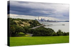 View from the Michael Joseph Savage Memorial at the Tamaki Drive over the Skyline of Auckland-Michael-Stretched Canvas