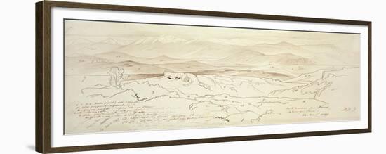 View from the Mountains Above Phonia, 1849 (Pen and Brown Ink with Graphite on Off-White Paper)-Edward Lear-Framed Giclee Print