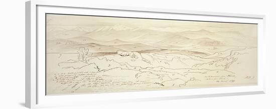 View from the Mountains Above Phonia, 1849 (Pen and Brown Ink with Graphite on Off-White Paper)-Edward Lear-Framed Giclee Print