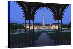 View from the Pavilion over Schlossplatz Square to the Neues Schloss Castle-Markus Lange-Stretched Canvas