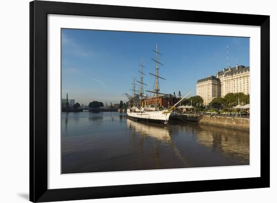 View from the Puente De La Mujer (Bridge of the Woman) of the Museo Fragata Sarmiento and River-Ben Pipe-Framed Photographic Print