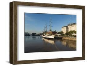 View from the Puente De La Mujer (Bridge of the Woman) of the Museo Fragata Sarmiento and River-Ben Pipe-Framed Photographic Print