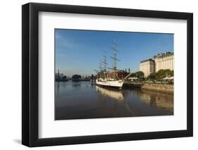 View from the Puente De La Mujer (Bridge of the Woman) of the Museo Fragata Sarmiento and River-Ben Pipe-Framed Photographic Print