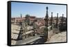 View from the roof of the Cathedral of Santiago de Compostela, UNESCO World Heritage Site, Santiago-Michael Snell-Framed Stretched Canvas