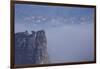 view from the Schrammsteinaussicht, Elbe Sandstone Mountains, fog, summit, Falkenstein, Rathmannsdo-Uwe Steffens-Framed Photographic Print