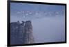 view from the Schrammsteinaussicht, Elbe Sandstone Mountains, fog, summit, Falkenstein, Rathmannsdo-Uwe Steffens-Framed Photographic Print