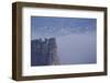 view from the Schrammsteinaussicht, Elbe Sandstone Mountains, fog, summit, Falkenstein, Rathmannsdo-Uwe Steffens-Framed Photographic Print