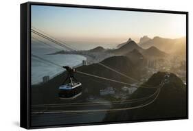 View from the Sugarloaf and the Famous Cable Car at Sunset, Rio De Janeiro, Brazil, South America-Michael Runkel-Framed Stretched Canvas