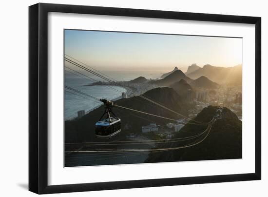 View from the Sugarloaf and the Famous Cable Car at Sunset, Rio De Janeiro, Brazil, South America-Michael Runkel-Framed Photographic Print