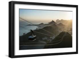 View from the Sugarloaf and the Famous Cable Car at Sunset, Rio De Janeiro, Brazil, South America-Michael Runkel-Framed Photographic Print