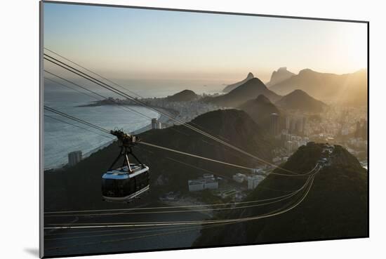 View from the Sugarloaf and the Famous Cable Car at Sunset, Rio De Janeiro, Brazil, South America-Michael Runkel-Mounted Photographic Print