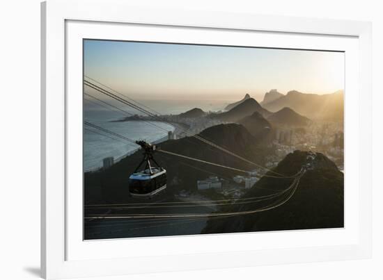 View from the Sugarloaf and the Famous Cable Car at Sunset, Rio De Janeiro, Brazil, South America-Michael Runkel-Framed Photographic Print