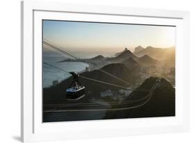 View from the Sugarloaf and the Famous Cable Car at Sunset, Rio De Janeiro, Brazil, South America-Michael Runkel-Framed Photographic Print