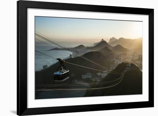 View from the Sugarloaf and the Famous Cable Car at Sunset, Rio De Janeiro, Brazil, South America-Michael Runkel-Framed Photographic Print