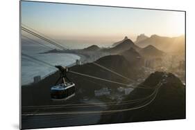 View from the Sugarloaf and the Famous Cable Car at Sunset, Rio De Janeiro, Brazil, South America-Michael Runkel-Mounted Photographic Print