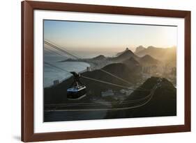 View from the Sugarloaf and the Famous Cable Car at Sunset, Rio De Janeiro, Brazil, South America-Michael Runkel-Framed Photographic Print