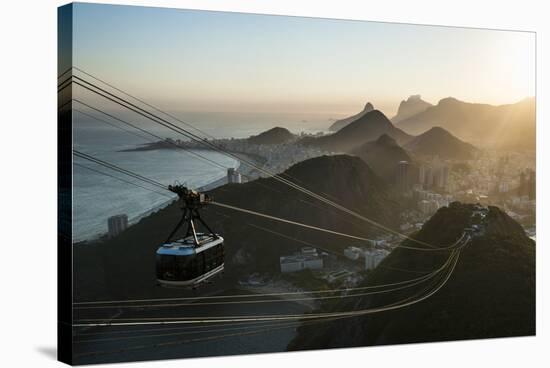 View from the Sugarloaf and the Famous Cable Car at Sunset, Rio De Janeiro, Brazil, South America-Michael Runkel-Stretched Canvas