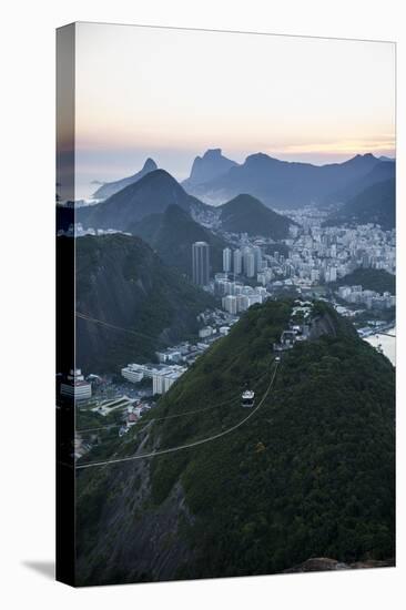 View from the Sugarloaf and the Famous Cable Car at Sunset, Rio De Janeiro, Brazil, South America-Michael Runkel-Stretched Canvas