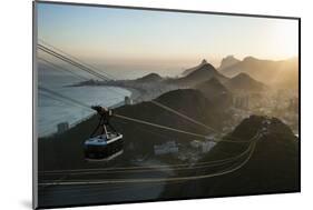 View from the Sugarloaf and the Famous Cable Car at Sunset, Rio De Janeiro, Brazil, South America-Michael Runkel-Mounted Photographic Print
