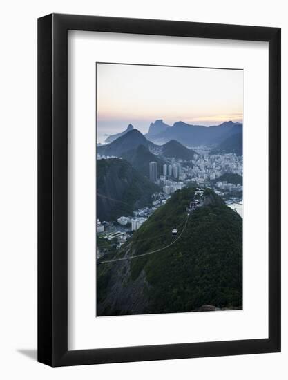 View from the Sugarloaf and the Famous Cable Car at Sunset, Rio De Janeiro, Brazil, South America-Michael Runkel-Framed Photographic Print