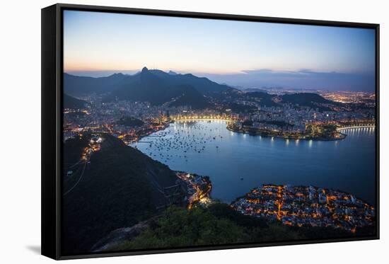 View from the Sugarloaf at Sunset, Rio De Janeiro, Brazil, South America-Michael Runkel-Framed Stretched Canvas