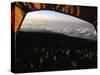 View from the Tent, Kilimanjaro-Michael Brown-Stretched Canvas