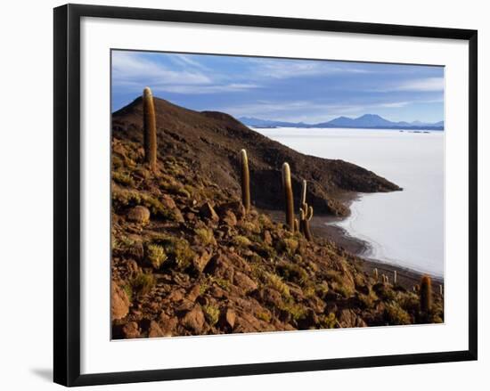 View from the Top of Isla De Pescado across the Salar De Uyuni, the Largest Salt Flat in the World-John Warburton-lee-Framed Photographic Print