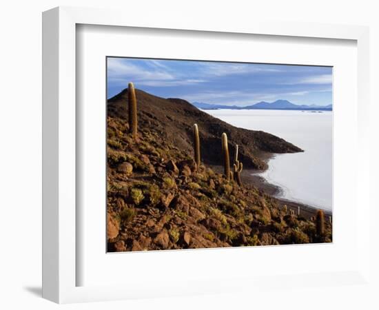 View from the Top of Isla De Pescado across the Salar De Uyuni, the Largest Salt Flat in the World-John Warburton-lee-Framed Photographic Print