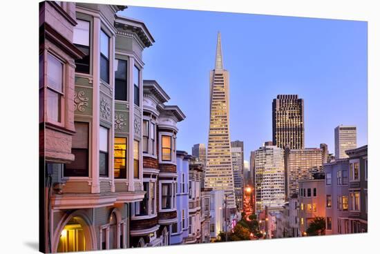 View from the Urban District of North Beach towards Transamerica Pyramid, San Francisco-null-Stretched Canvas