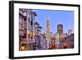 View from the Urban District of North Beach towards Transamerica Pyramid, San Francisco-null-Framed Art Print