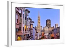 View from the Urban District of North Beach towards Transamerica Pyramid, San Francisco-null-Framed Art Print