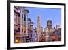 View from the Urban District of North Beach towards Transamerica Pyramid, San Francisco-null-Framed Art Print