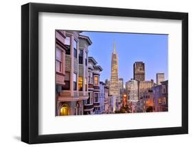 View from the Urban District of North Beach towards Transamerica Pyramid, San Francisco-null-Framed Art Print