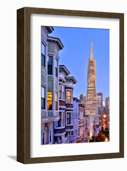 View from the Urban District of North Beach towards Transamerica Pyramid, San Francisco-null-Framed Art Print