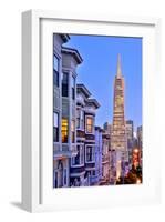 View from the Urban District of North Beach towards Transamerica Pyramid, San Francisco-null-Framed Art Print