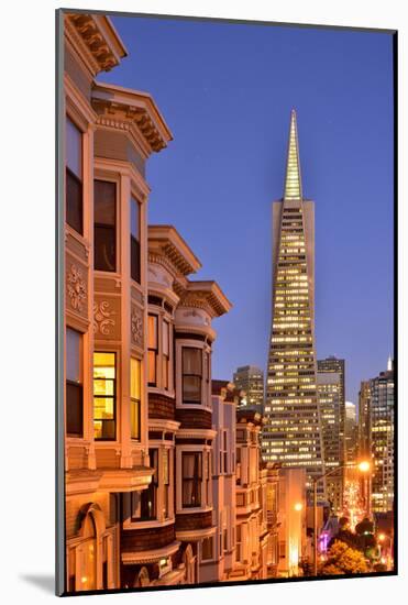 View from the Urban District of North Beach towards Transamerica Pyramid, San Francisco-null-Mounted Art Print