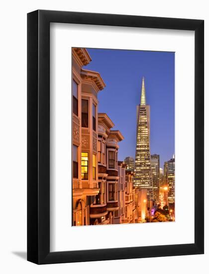 View from the Urban District of North Beach towards Transamerica Pyramid, San Francisco-null-Framed Art Print