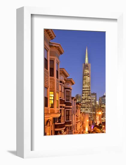 View from the Urban District of North Beach towards Transamerica Pyramid, San Francisco-null-Framed Art Print