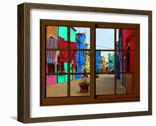 View from the Window at Burano Window,-Anna Siena-Framed Giclee Print