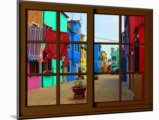 View from the Window at Burano Window,-Anna Siena-Mounted Giclee Print