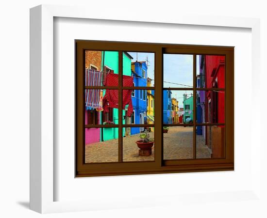 View from the Window at Burano Window,-Anna Siena-Framed Giclee Print